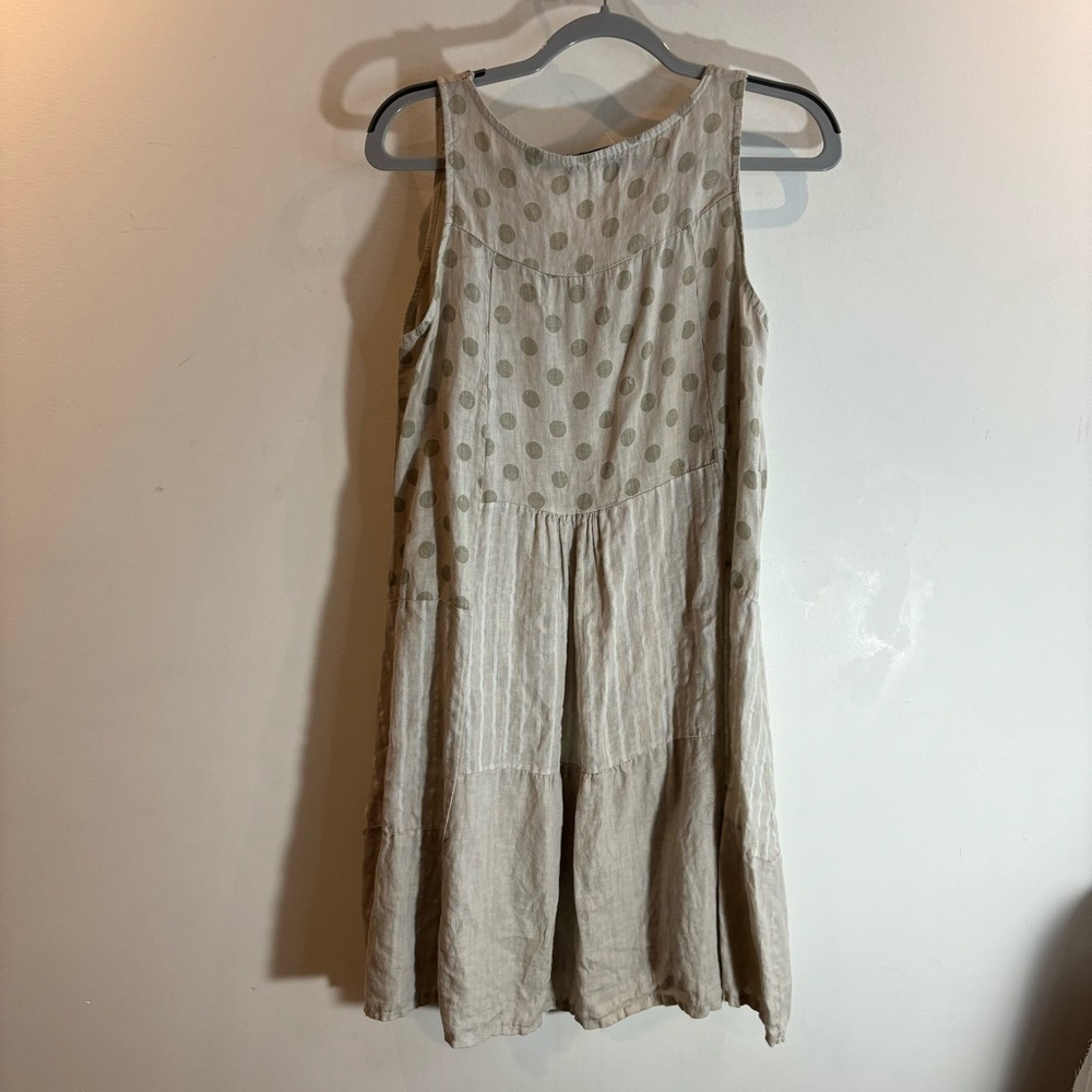 MARTINA INNOCENTI Sz S Oversized Tiered Polka Dots Made in Italy Linen Dress - Picture 7 of 8
